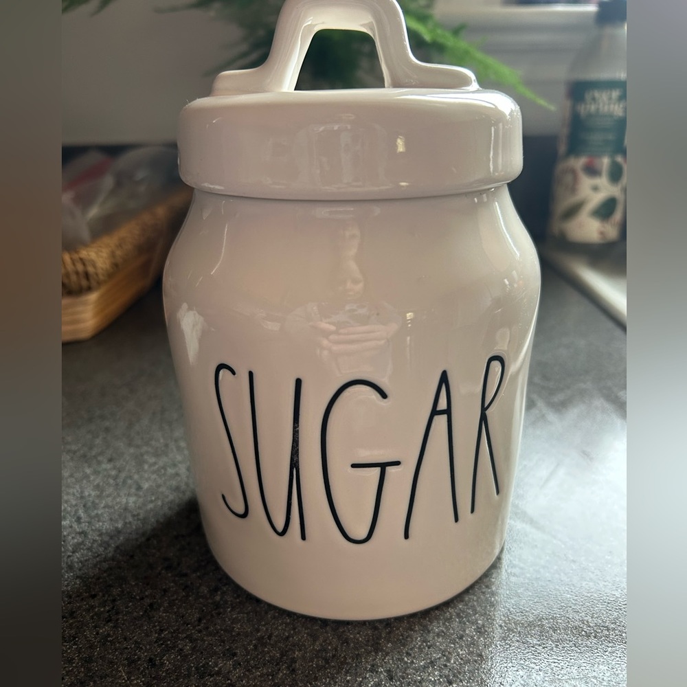 Rae Dunn sugar canister in white